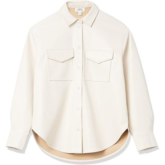 The Drop Plus Size 3X Shacket Shirt Jacket Lisadnyc Faux Leather Long Layering - Picture 2 of 11